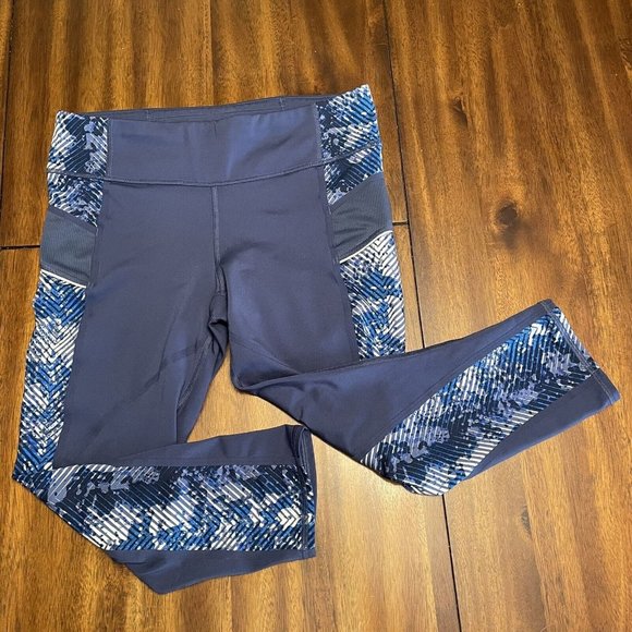 Athleta Deep Indigo Revolve Stride Capri Blue Leggings Women’s Size Medium - Picture 1 of 7